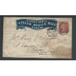 G.B. - Advertisting Envelopes 1865 Cover (staining, edge tear) with a printed embossed heading "PLE