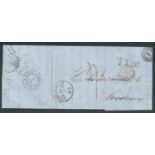 German States - Hamburg / Denmark 1862 Stampless Entire Letter from Copenhagen to Bordeaux with cle