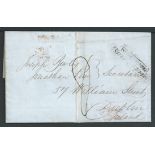 G.B. - Ship Letters - Worthing 1847 Entire letter from New York to Dublin handstamped "WORTHING / S