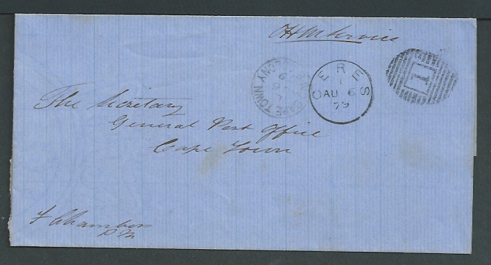 Cape of Good Hope 1879 O.H.M.S. wrapper from the Postmaster at Ceres, with c.d.s. and Cape Town arr