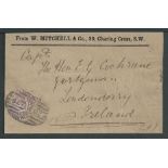 G.B. - Newspaper Branch 1879 Part Wrapper franked 1870 1/2d cancelled by the special oval
