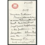 G.B. - Military 1895-97 Group of five autograph letters signed by Field Marshal Viscount Wolseley...