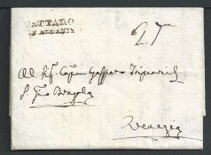 Montenegro / Albania Post Office 1809 Entire Letter from Dobrota (the port for Cattaro now Kotor) to