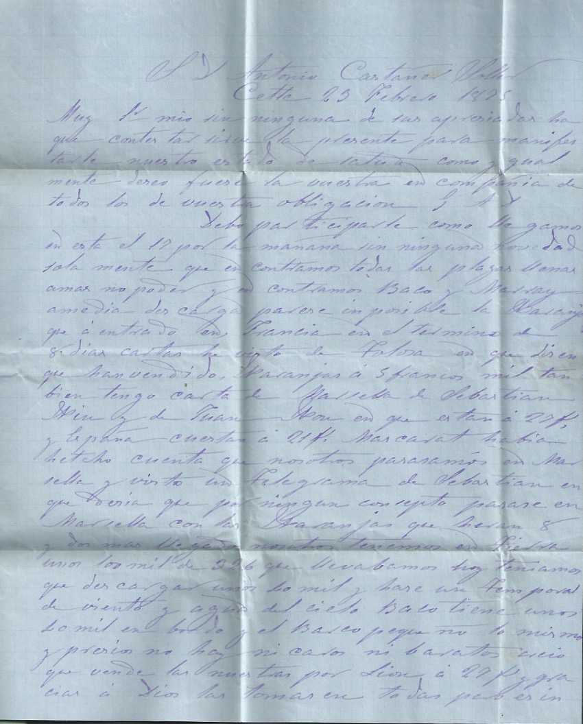 France / Spain 1875 Entire letter from Cette with 1870 40c tied by double circle "ADMON DI CAMBIO B - Image 2 of 4