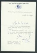 HOUSE OF LORDS LETTER PRIME MINISTER ALEC DOUGLAS-HOME TO BEAUMONT 1982 Interesting typed letter on