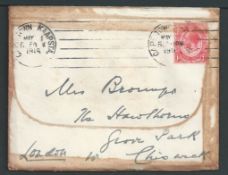 Crash and Wreck Mail / South Africa 1918 (May 1) Cover from Cape Town to London franked 1d, with en