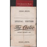 Transvaal - Jameson Raid 1896 Single Sheet Special Edition of "The Critic" for 6 January 1896, repor