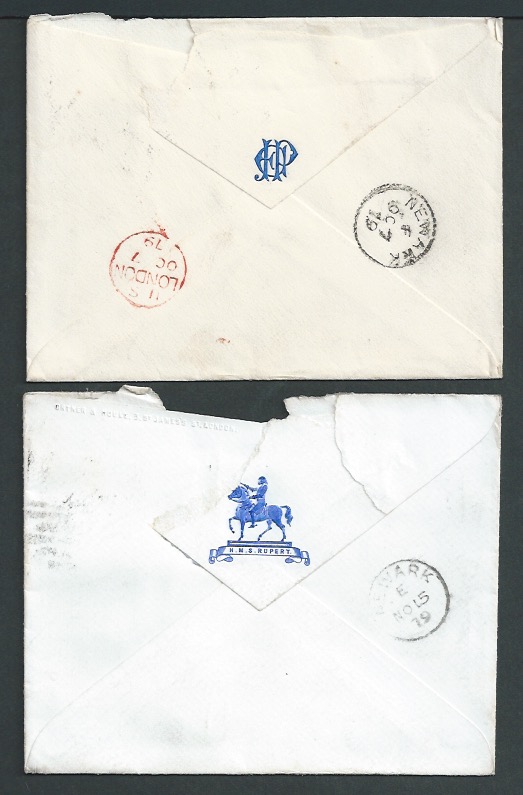 Egypt 1870 Covers from E. J Pollard, Captain of H.M.S "Rupert" (one with crest on reverse), sent fr - Image 2 of 2