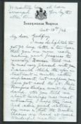 Royalty Fine Original Hand Written Signed Letter King George V 1926 Godfrey Faussett Fine Original