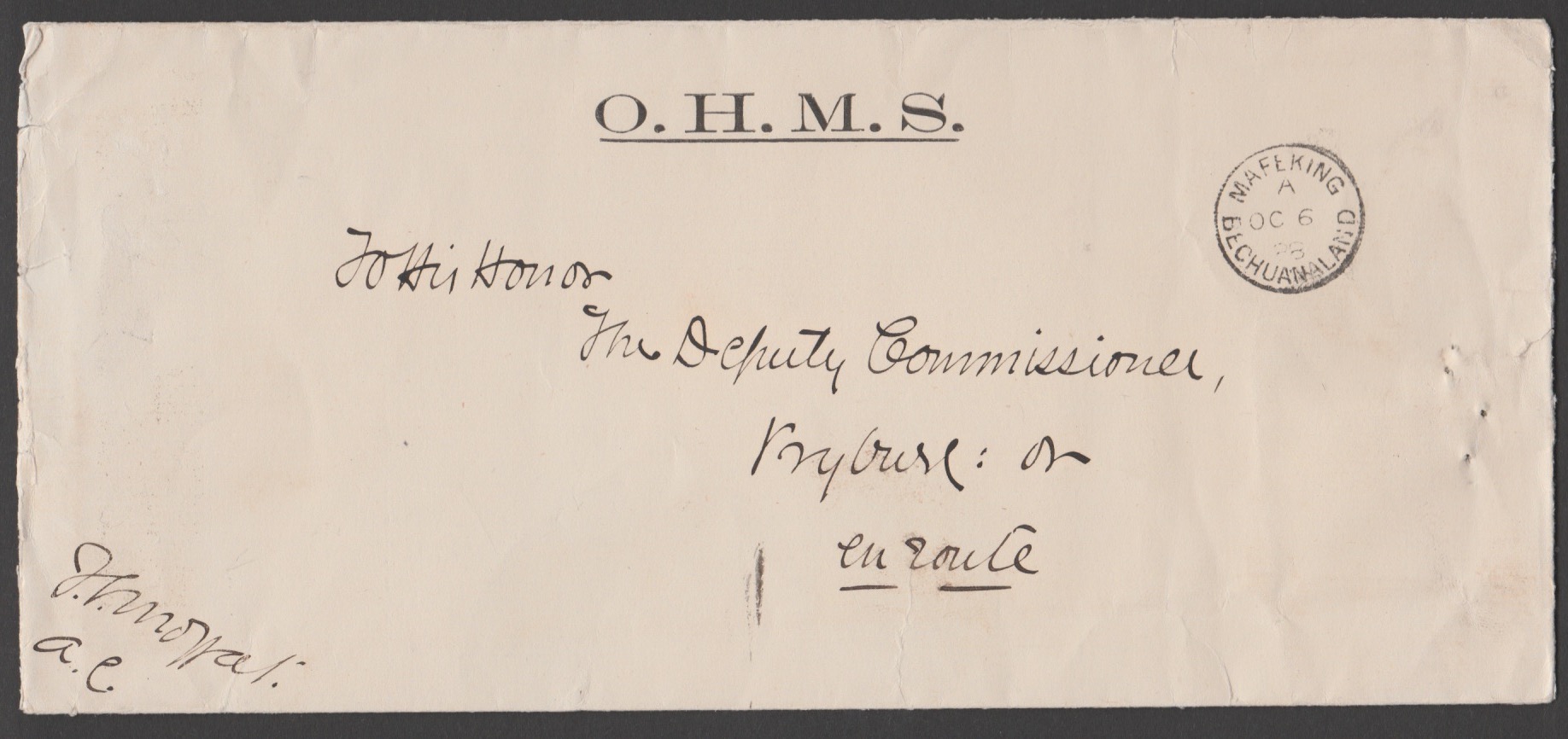 Royalty Rhodesia - King Lobengula 1888 Oct 6) .Stampless O.H.M.S Cover Sent From Matabeleland, Si... - Image 5 of 7