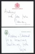 Royalty Queen Elizabeth Ii Hand Written "Andrew With Love From Mummy" On Windsor Castle