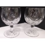 Royalty Pair Of Wine / Cocktail Goblets E2R Superb Pair Of Goblets With Crown And Eiir Etchings. C