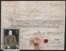 Royalty Elizabeth I Parchment Warrant With Signature Of Hm Queen Elizabeth I In 1591