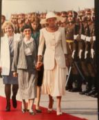 Royalty Original Press Photo Princess Diana Holding Hand Hungarian President Wife Fine Original Col