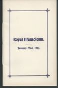 Royalty Memorial Program Royal Mausoleum 1907 Anniversary Of The Death Of Queen Victoria A Fine 8 P