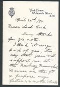 Royalty, Duke Of York Letter To Lord Cork 1894 George V St James's Place Fine Letter From The Duke