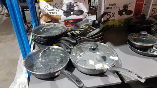 10 X Mixed Style Scoville / Tower Frying Pans (4 X Tower Pans have Broken Handle)