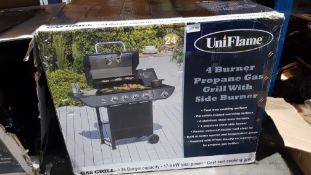 1 X Uniflame Gas Grill 4 Burner Propane Gas Grill With Side Burner