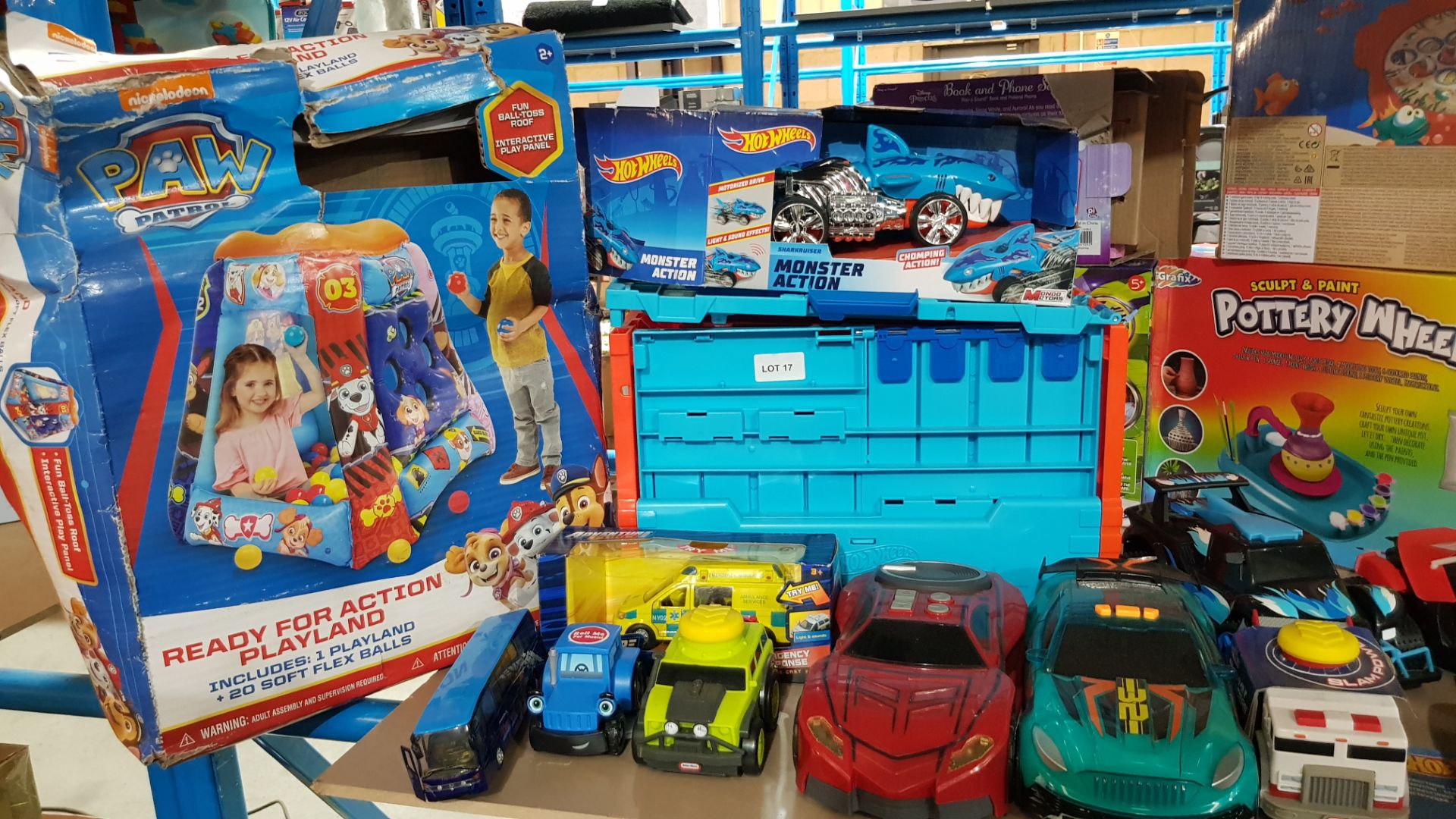 14 Items - Mixed Toys To Include Paw Patrol Playland, Hot Wheels Garage & Hot Wheels Monster Ac...