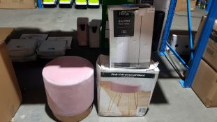 2 Items Ð 1 X Pink Velvet Small Stool & 1 X Silver Effect Lamp