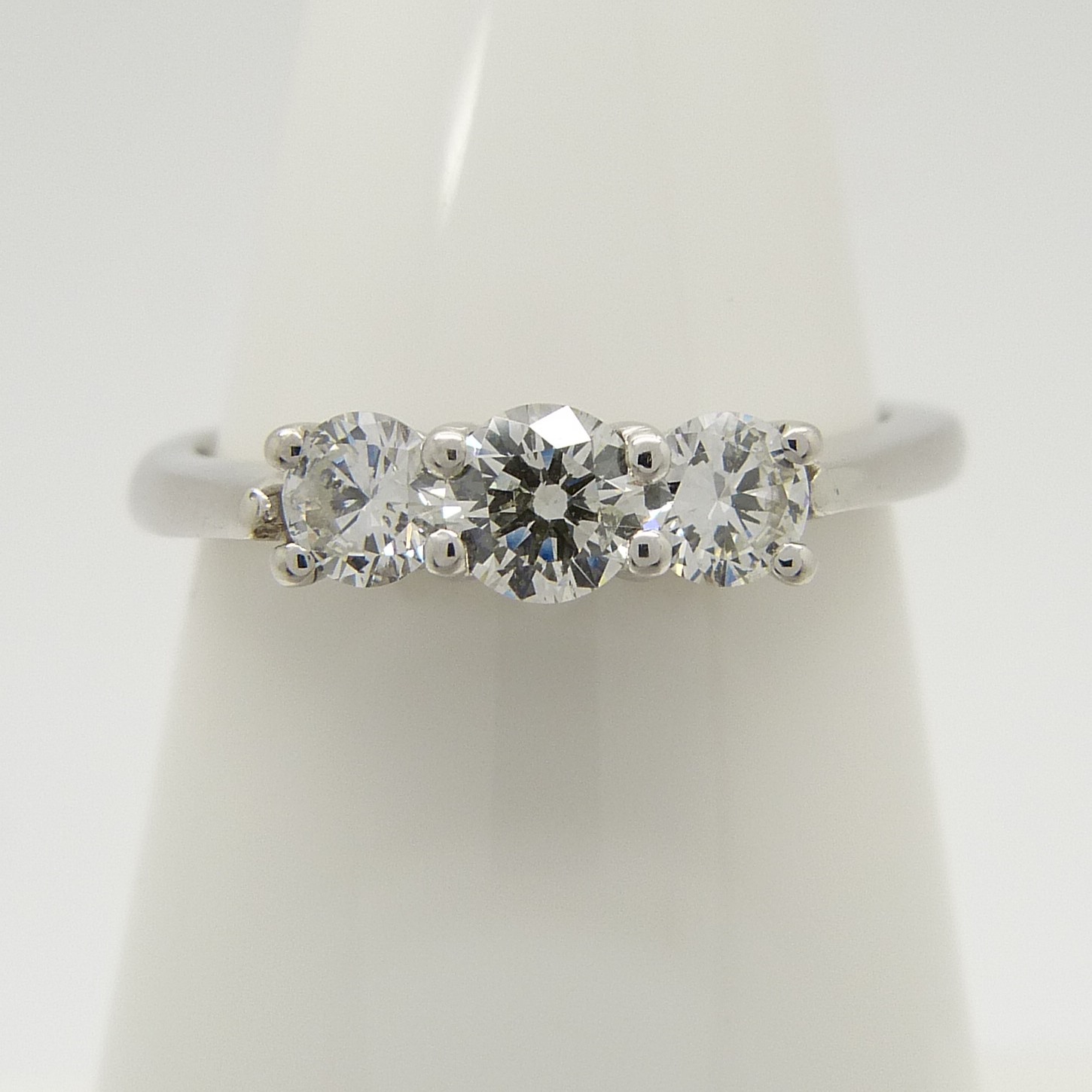 Graduated 0.51 carat diamond trilogy ring, 18ct white gold.