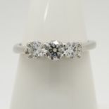 Graduated 0.51 carat diamond trilogy ring, 18ct white gold.