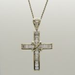 1.00 carat classic-style Mappin & Webb diamond cross and chain, boxed.