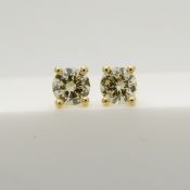 0.51 carat diamond ear studs in 18ct yellow gold, boxed.