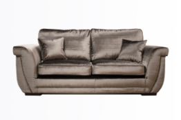 Brand new 3 plus 2 seater luxe sofas in bronze fabric