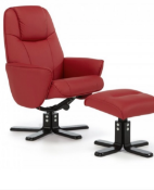 Brand new boxed rc079 red leather swivel reclining chair and footstool