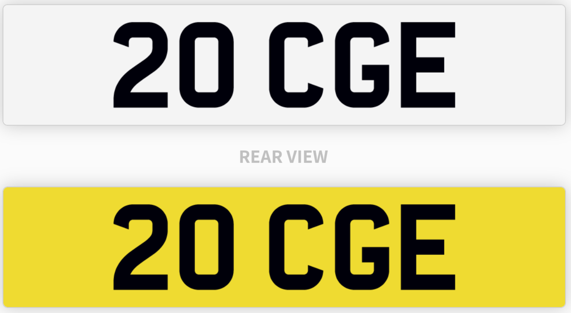 20 CGE number plate / car registration