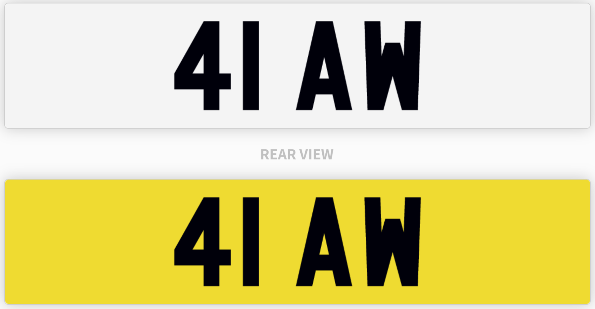 41 AW number plate / car registration