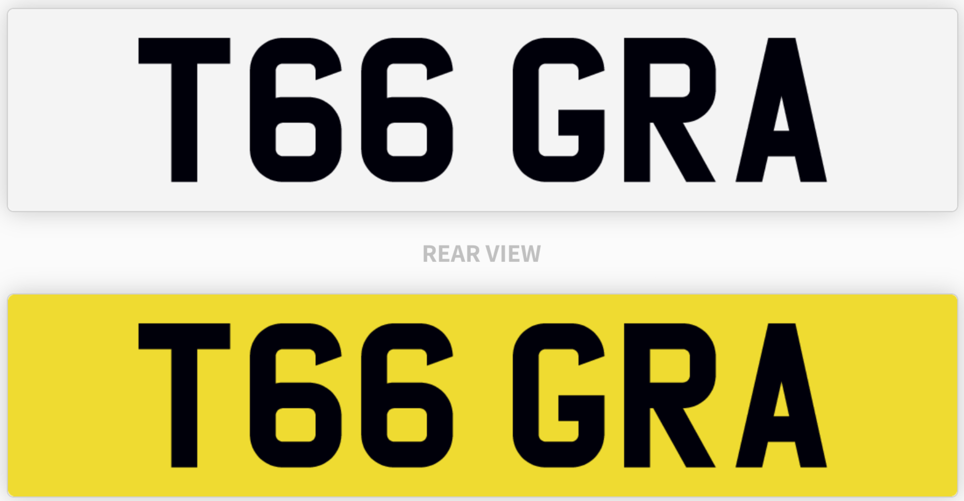 T66 GRA number plate / car registration