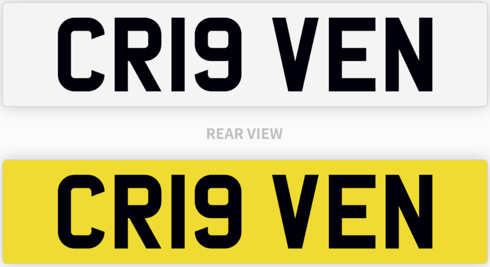 CR19 VEN number plate / car registration