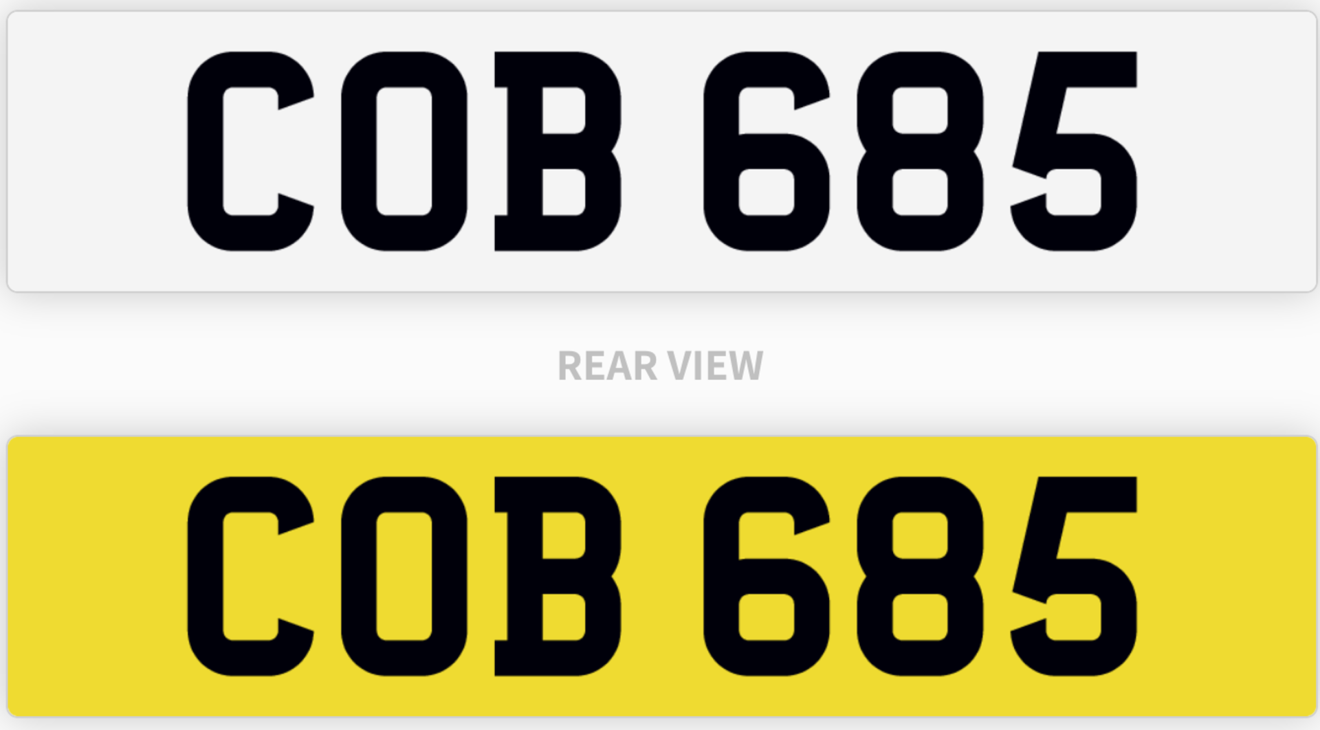 COB 685 number plate / car registration