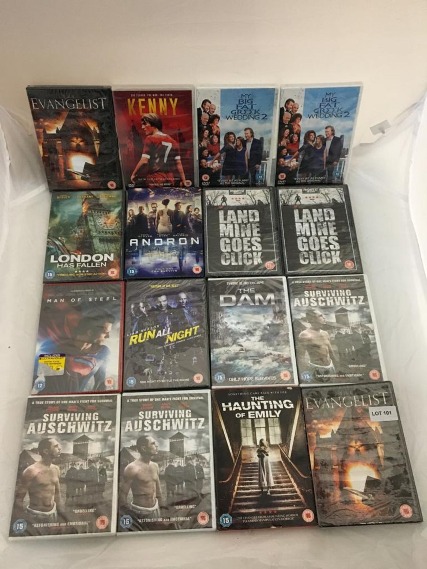 16 x Assorted DVDs to include Run All Night, The Dam, The Haunting of Emily, My Big Fat Greek W...