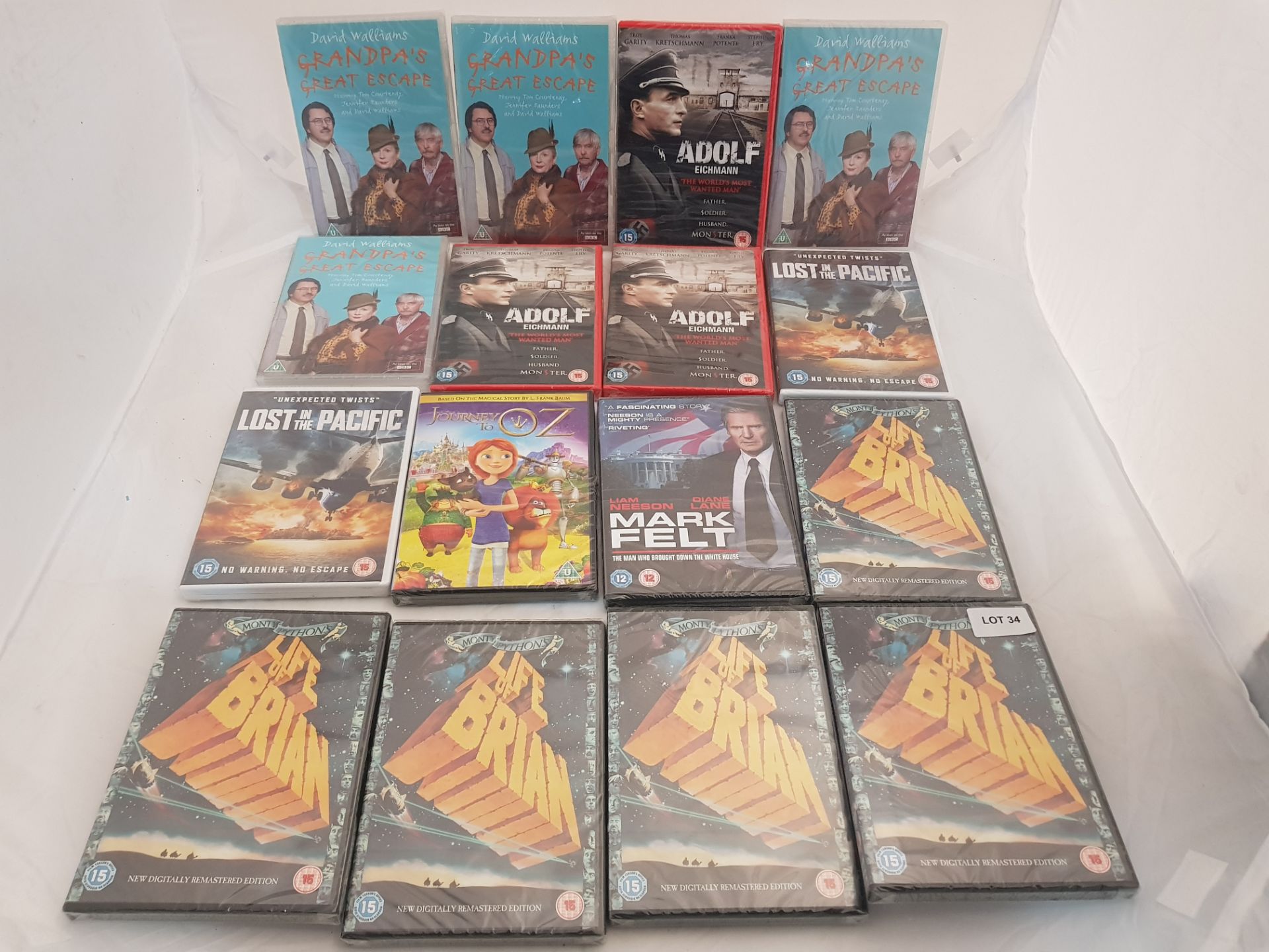 16 x Assorted DVDs to include Mark Felt, Life of Brian, Adolf, Lost in the Pacific, Grandpa's ...
