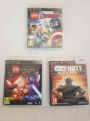 3 x PS3 games to included Lego Avengers, Lego star wars and Call of Duty Black ops 3