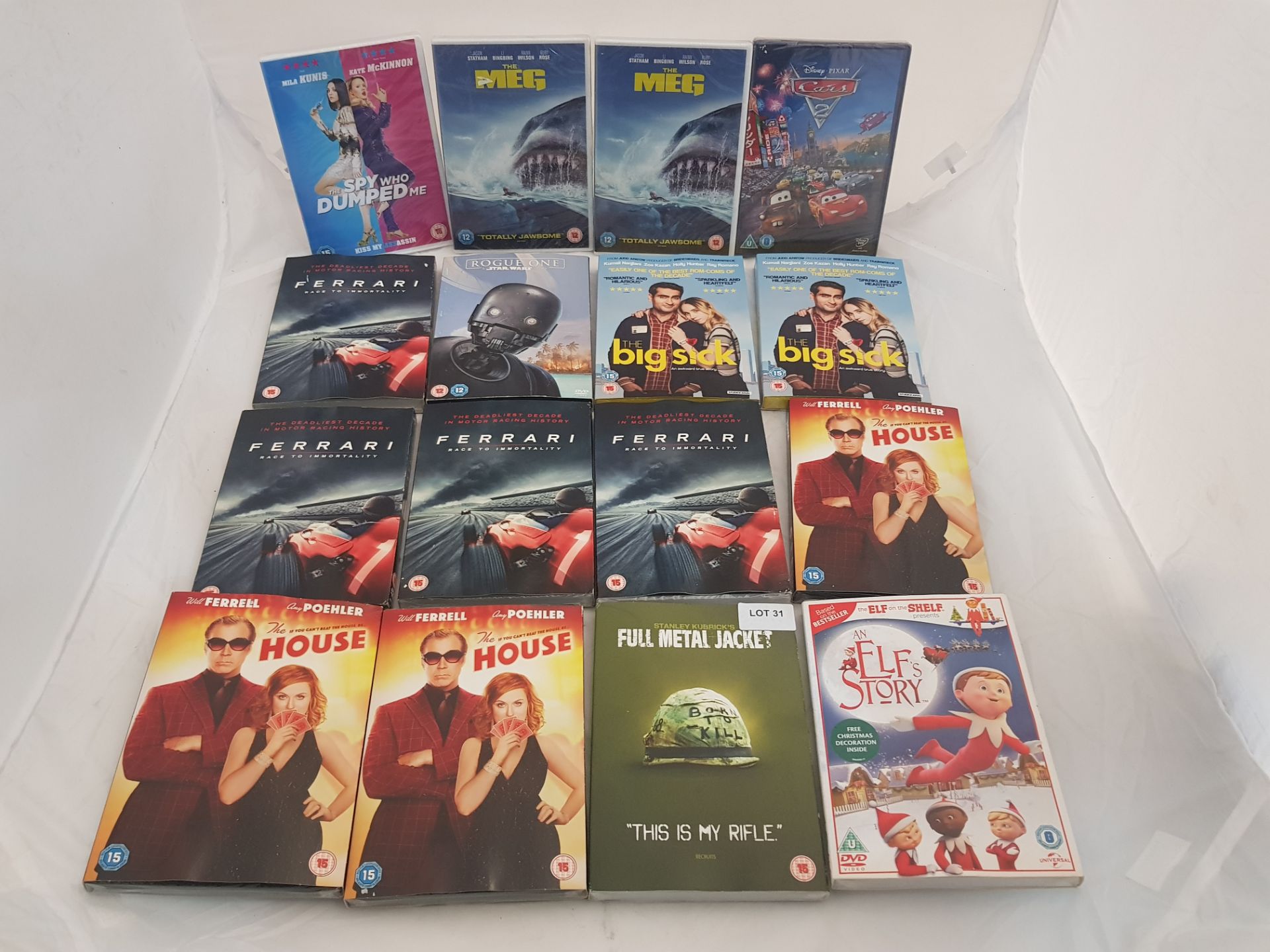 16 x Assorted DVDs to include Ferrari, Full Metal Jacket, The Elf's Story, The Meg, Cars 2, I...