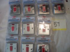 10 x 45A Double Pole Switch with Neon PC WH-Chrome