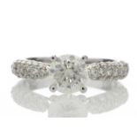 18ct White Gold Claw Set With Stone Set Shoulders Diamond Ring 1.58 Carats