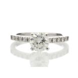 18ct White Gold Diamond Ring With Stone Set Shoulders 1.25 Carats