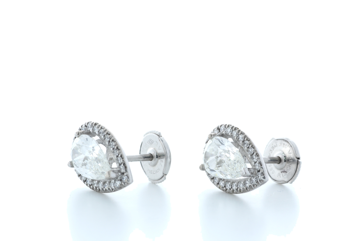 18ct White Gold Pear Shape Diamond Halo Earrings 2.60 Carats - Image 2 of 4