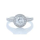 18ct White Gold Halo Set Ring 0.91 Carats