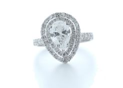 18ct White Gold Single Stone With Halo Setting Ring 1.71 Carats