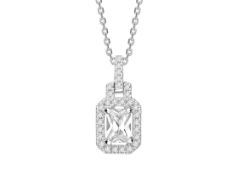 18ct White Gold Halo Set Pendant 2.39 Carats