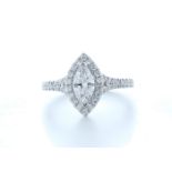 18ct White Gold Single Stone With Halo Setting Ring 1.04 Carats