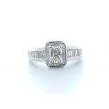 18ct White Gold Flawless Radiant Diamond With Halo Setting Ring 2.17 Carats