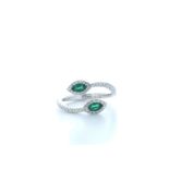 18ct White Gold Diamond And Emerald Ring 0.27E 0.30 Carats