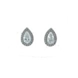 18ct White Gold Pear Shape Diamond Halo Earrings 2.60 Carats